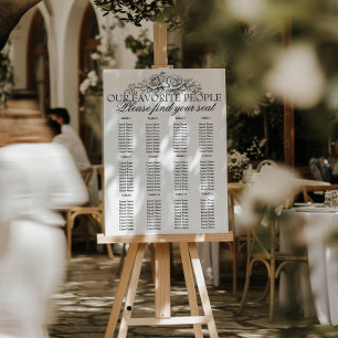 Black And White Old Money Wedding Seating Charts Foam Board