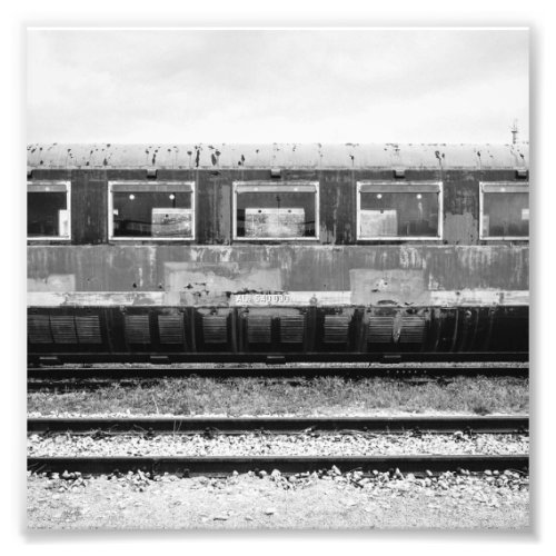 Black and White Old Train Photo Print