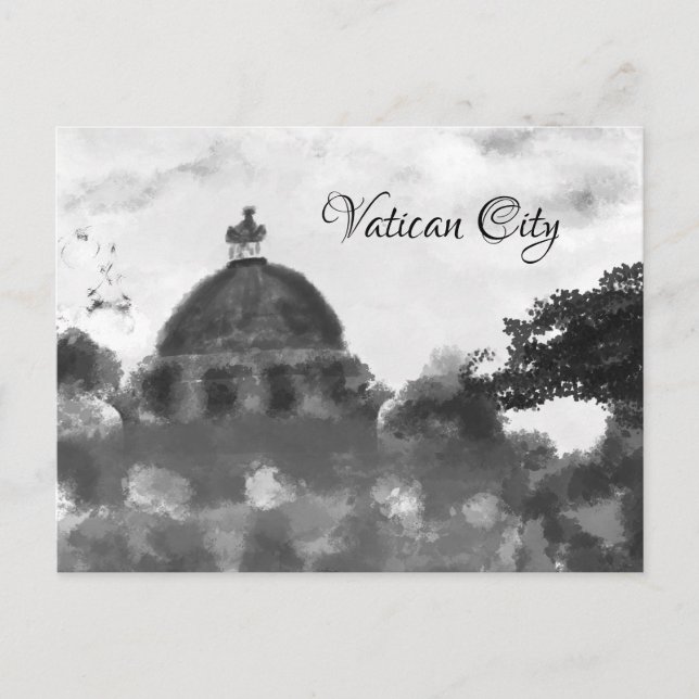 Black and White Old Vatican City Painting Postcard (Front)
