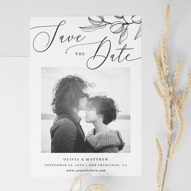 Black and White Olive Wedding | Italian Photo Save The Date (Creator Uploaded)