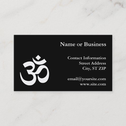 Black and White Om Symbol Business Card Template