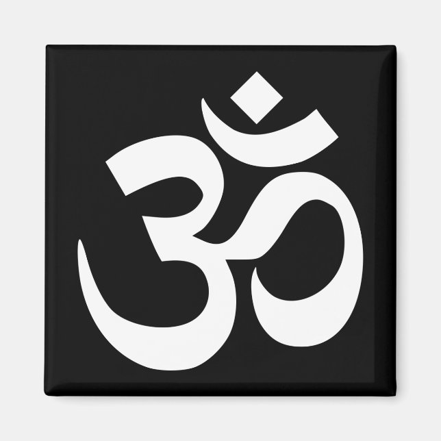Black and White Om Symbol Magnet (Front)