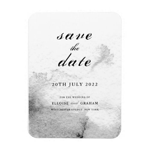 Black and White Ombre Calligraphy Save the Date Magnet