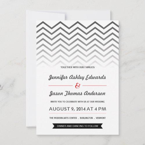 Black and White Ombre Chevron Wedding Invitations