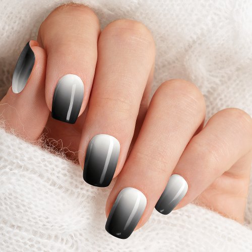 Black And White Ombre Gradient Cute Minx Nail Art