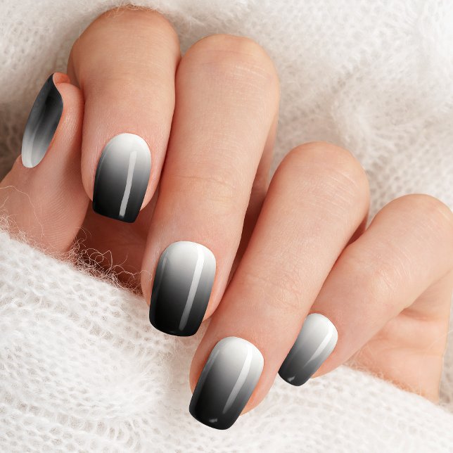 Black And White Ombre Gradient Cute Minx Nail Art (Creator Uploaded)