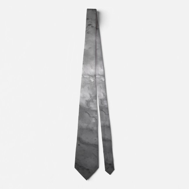 Black and White Ombre Marble Elegant Modern Chic  Neck Tie (Front)