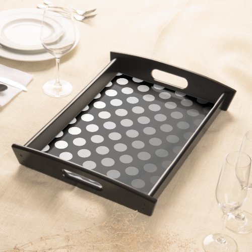 Black and White Ombre Polka Dots Serving Tray