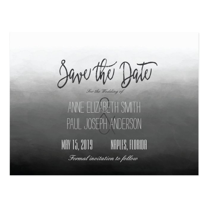 Black and white Ombre Save the Date Postcard Zazzle
