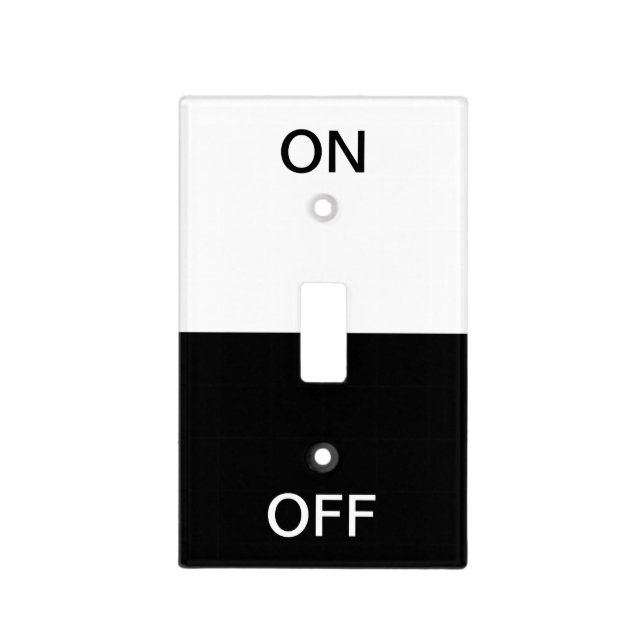 Black and White On and Off Light Switch Cover (Front)