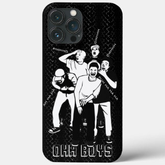 black and white on black LAUGHING OHH BOYS iPhone 13 Pro Max Case