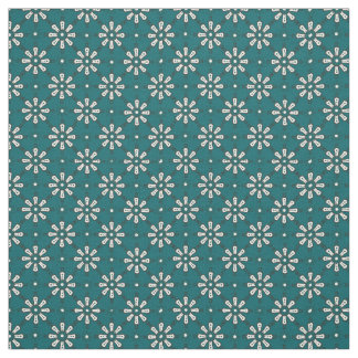 Black and White on Teal Abstract Tribal Design Fabric