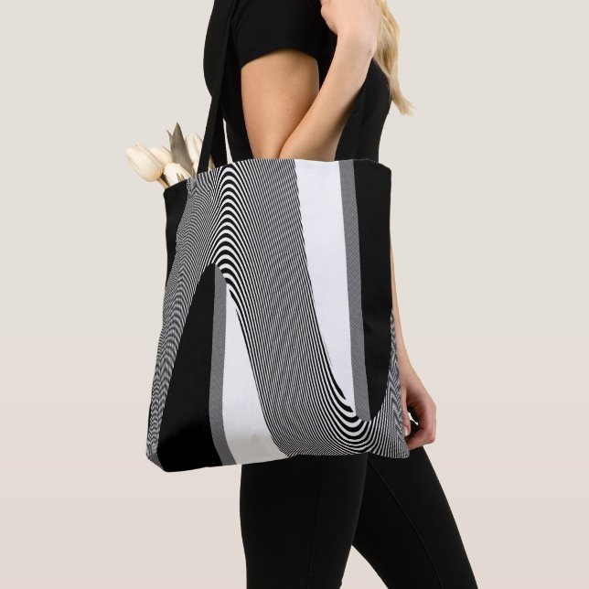 Black And White Op Art Design, Totebag Tote Bag (Close Up)