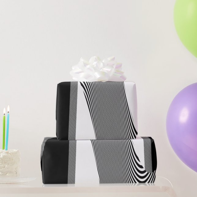 Black And White Op Art Design, Wrapping Paper (Party Gifts)