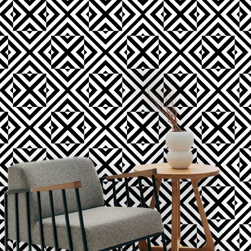 Black and White Op Art Geometric Pattern Wallpaper