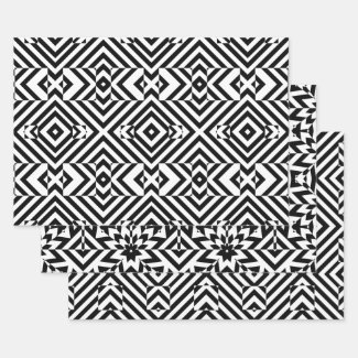Black and White Op Art Geometric Patterns