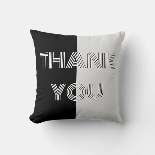 Black and White Op Art Modern Thank You Throw Pillow