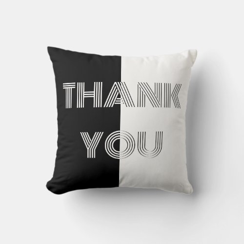 Black and White Op Art Modern Thank You Throw Pillow