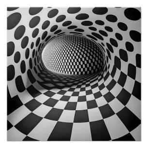 Black And White Op-Art Poster