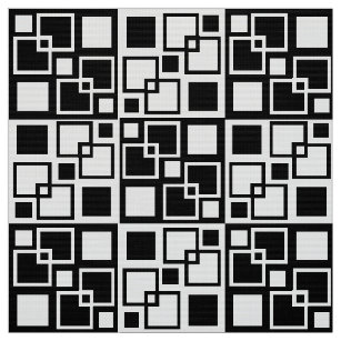 Black and White Op-art Squares 60" Polyester Popli Fabric