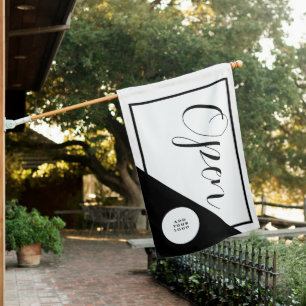 Black And White Open Sign Business Logo