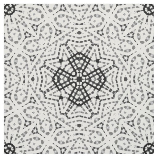 Black and white openwork geometric pattern fabric