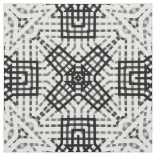 Black and white openwork geometric pattern fabric