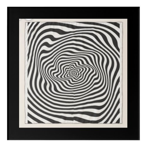 Black And White Optic Vortex Swirl Black Border  Acrylic Print
