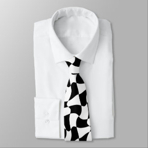 black and white optical art neck tie