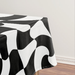 black and white optical art tablecloth
