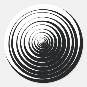 Black and White Optical Circles Classic Round Sticker