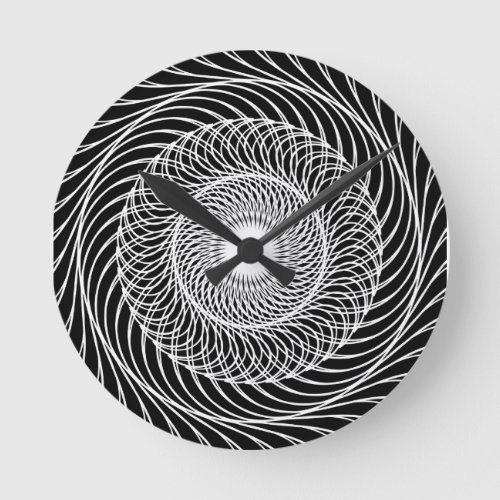 Black and white optical illusion art round clock