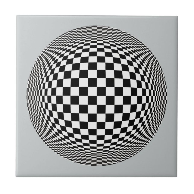 Black and White optical illusion Ceramic Tile (Front)