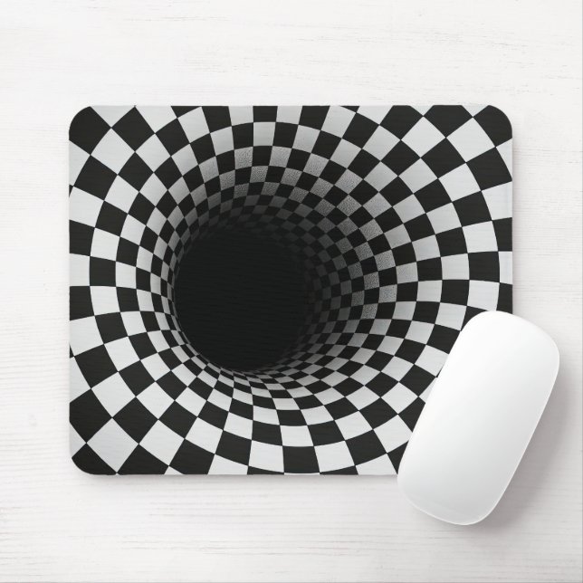 Black and White Optical Illusion Hole Mouse Pad (With Mouse)