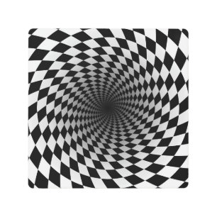 Black and White Optical Illusion Metal Print