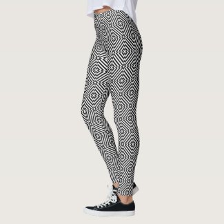 Black and White Optical Illusion Mosaic Pattern Leggings