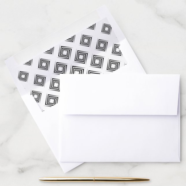Black and White Optical Illusion Squares Modern Envelope Liner (Desk)