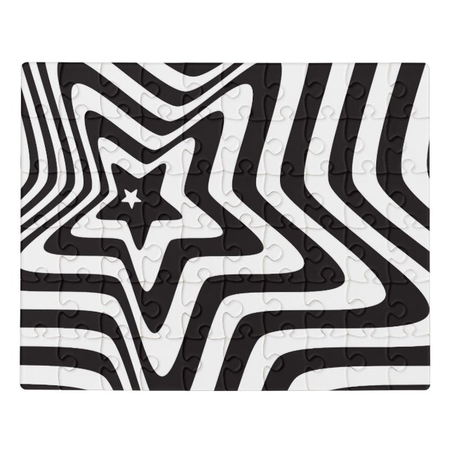 Black and White Optical Illusion Star Puzzle  (Puzzle Horizontal)