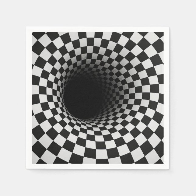 Black and White Optical Illusion Tunnel Napkins (Front)