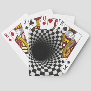 Black and White Optical Illusion Tunnel Poker Cards
