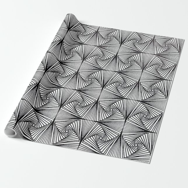 Black and White Optical Illusion Wrapping Paper (Unrolled)