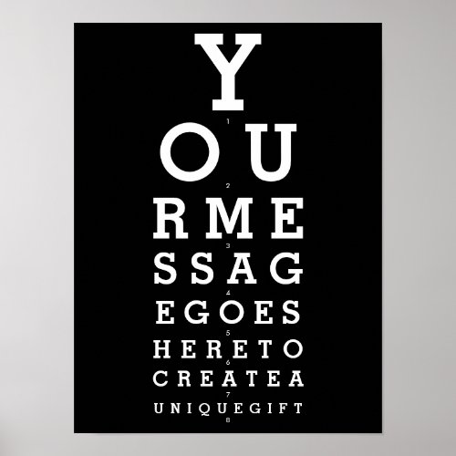 Black And White Optician Chart Custom Message
