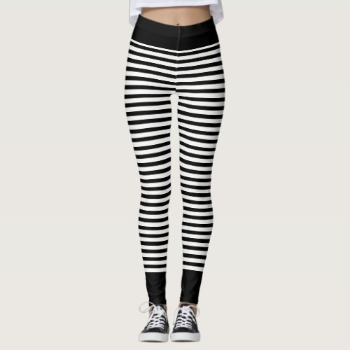 Black and White or Custom Color Striped Leggings