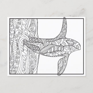 Black and White - Orca Coloring Postcard
