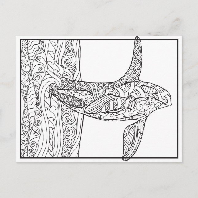 Black and White - Orca Coloring Postcard (Front)