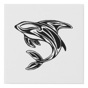 Black and White Orca Whale Tattoo Canvas Print