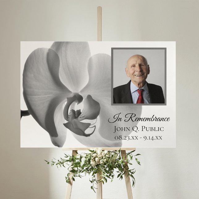 Black and White Orchid Celebration of Life Funeral Foam Board (Creator Uploaded)
