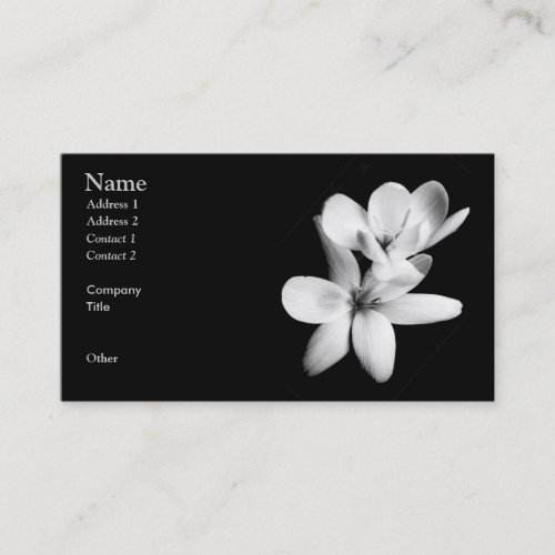 Black and White Orchid Floral Business Card Template