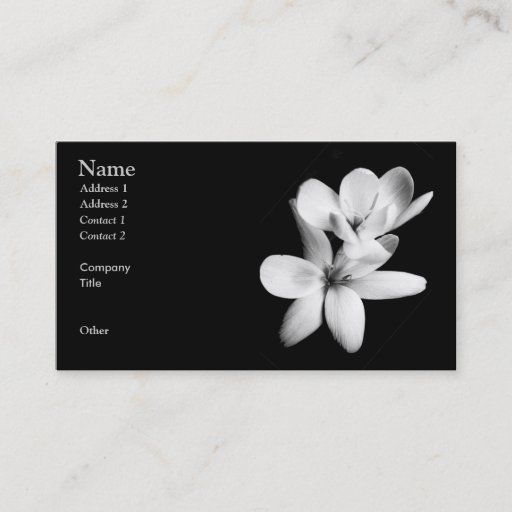 Customizable Black and White Orchid Floral Business Card Template