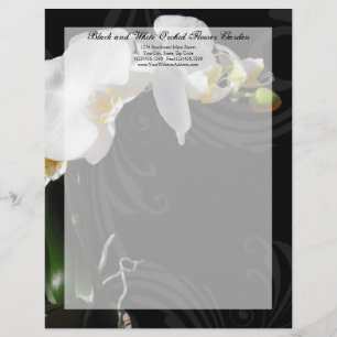 Black and White Orchid Swirl Letterhead